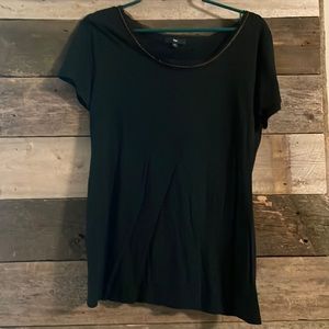 Black tee with gold trim
